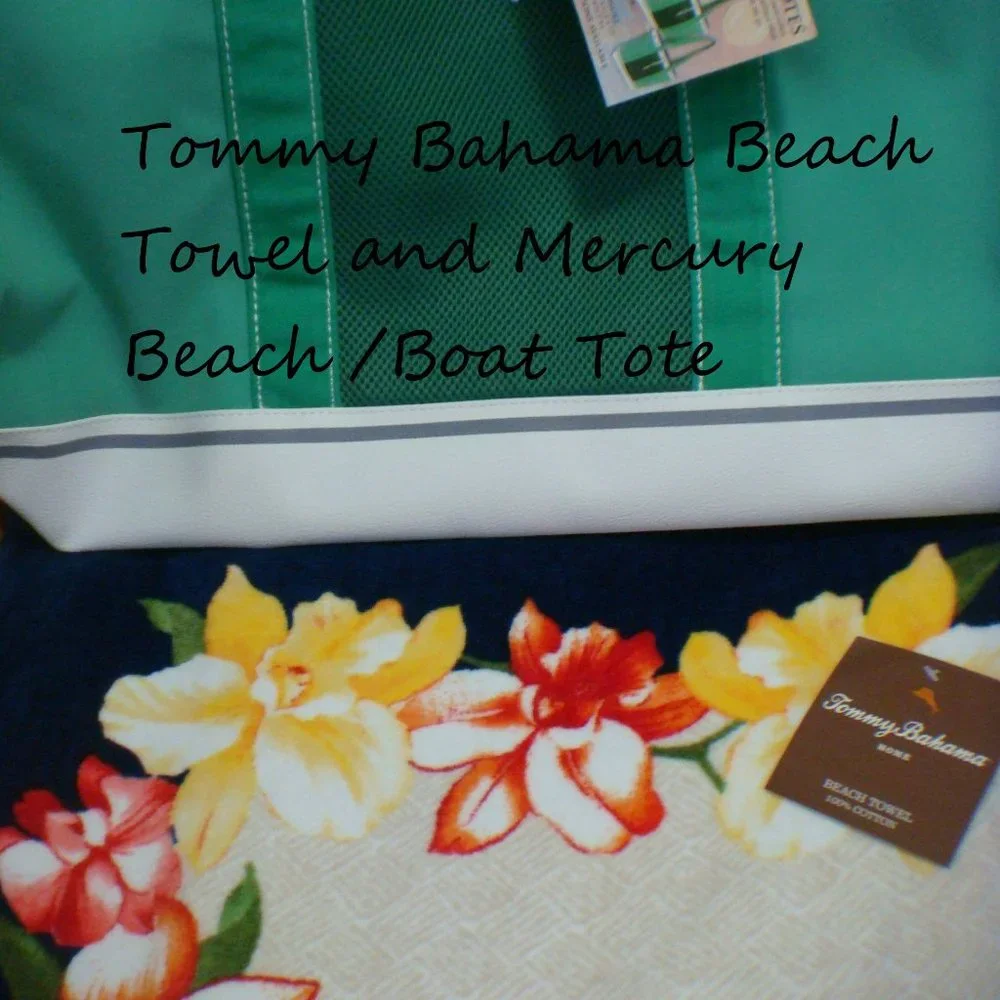 Tommy Bahama Beach towel & mercury boat beach Tote